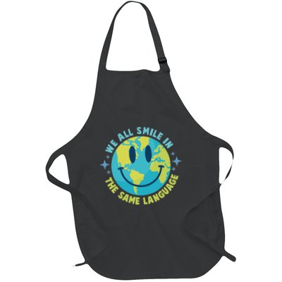 We All Smile In The Same Language Funny Esl Teacher Full-Length Apron With Pockets