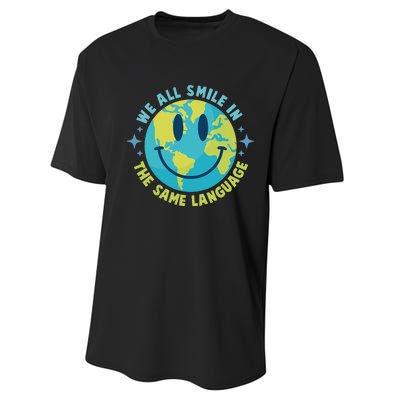 We All Smile In The Same Language Funny Esl Teacher Performance Sprint T-Shirt