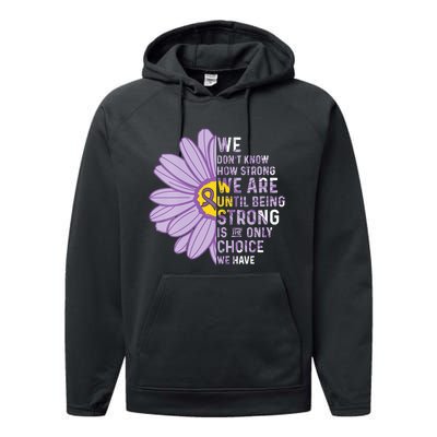 We Are Strong Crohns And Colitis Awareness Supporter Ribbon Performance Fleece Hoodie