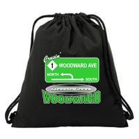 Woodward Ave Street Sign Drawstring Bag