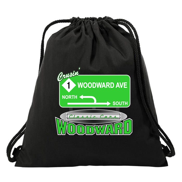 Woodward Ave Street Sign Drawstring Bag