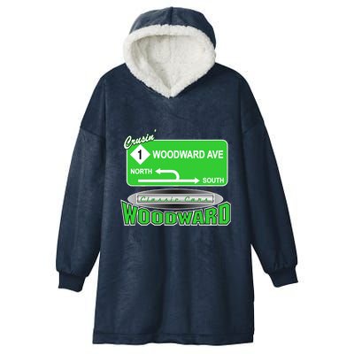 Woodward Ave Street Sign Hooded Wearable Blanket