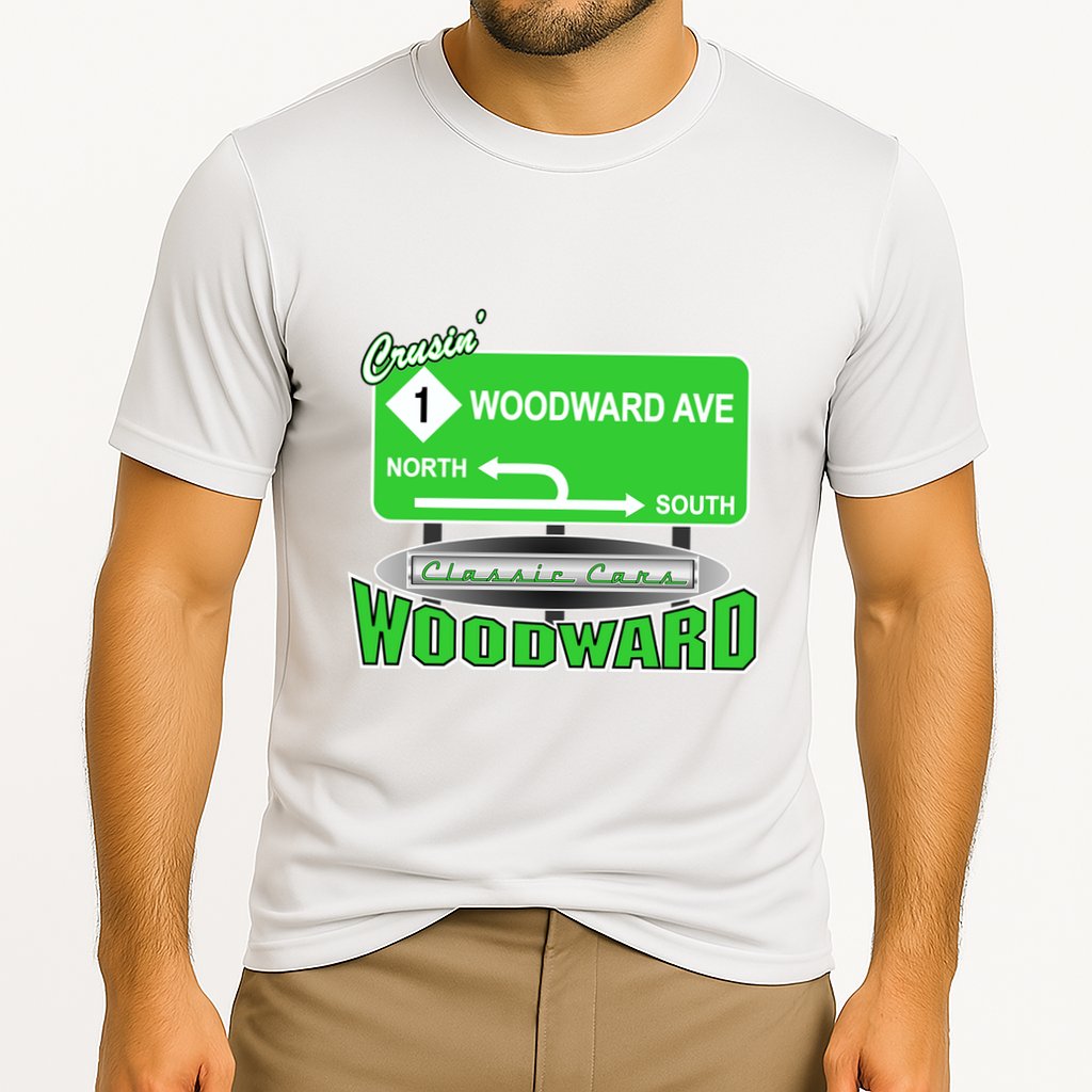 Woodward Ave Street Sign Cooling Performance Crew T-Shirt