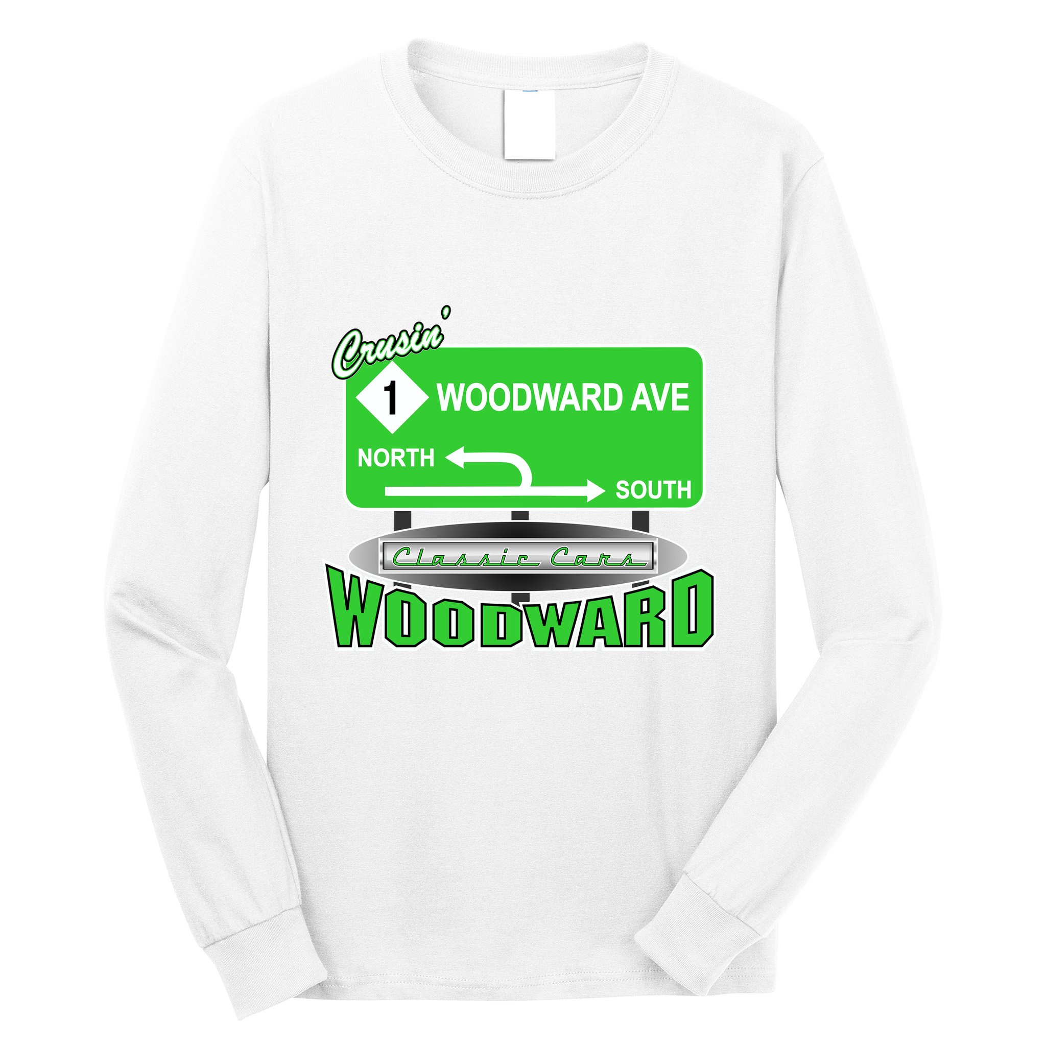 Woodward Ave Street Sign Long Sleeve Shirt
