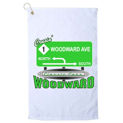 Woodward Ave Street Sign Platinum Collection Golf Towel