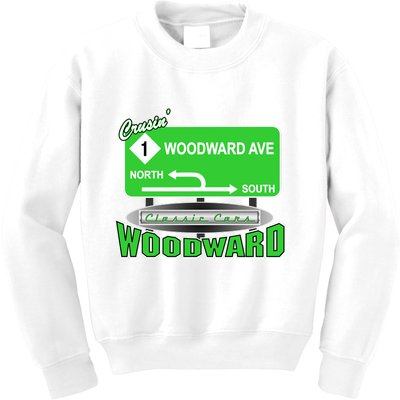 Woodward Ave Street Sign Kids Sweatshirt