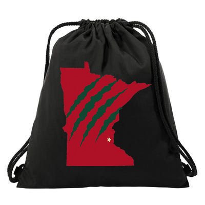 Wild Animal Scratches Through Minnesota Drawstring Bag