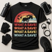 What A Save Rocket Soccer Car League Cooling Performance Crew T-Shirt