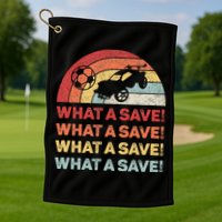What A Save Rocket Soccer Car League Golf Towel