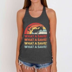 What A Save Rocket Soccer Car League Women's Knotted Racerback Tank