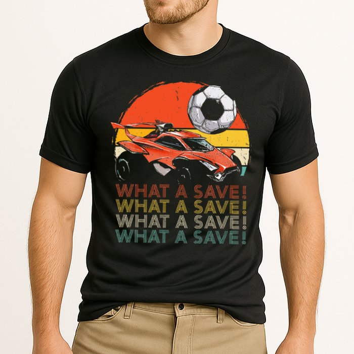 What A Save Retro Rocket Soccer Car Cooling Performance Crew T-Shirt