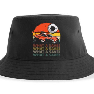What A Save Retro Rocket Soccer Car Sustainable Bucket Hat