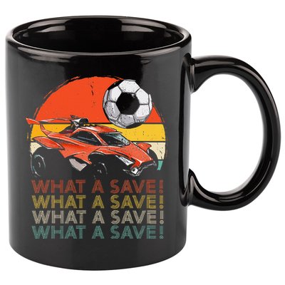 What A Save Retro Rocket Soccer Car 11oz C Handle Ceramic Mug