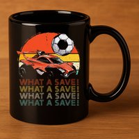 What A Save Retro Rocket Soccer Car 11oz C Handle Ceramic Mug