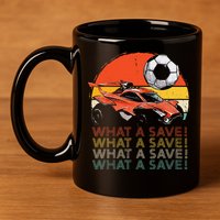 What A Save Retro Rocket Soccer Car 11oz C Handle Ceramic Mug