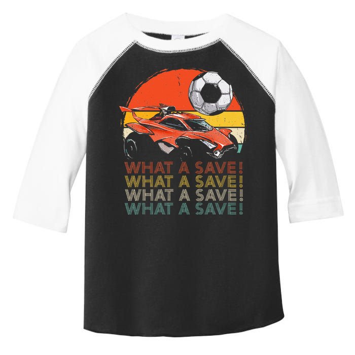 What A Save Retro Rocket Soccer Car Toddler Fine Jersey T-Shirt