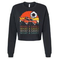 What A Save Retro Rocket Soccer Car Cropped Pullover Crew