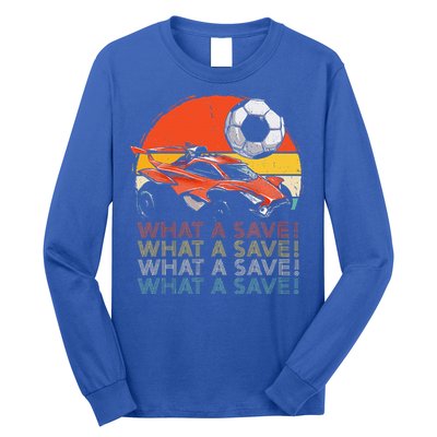 What A Save Retro Rocket Soccer Car Long Sleeve Shirt