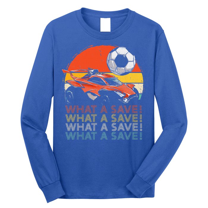 What A Save Retro Rocket Soccer Car Long Sleeve Shirt