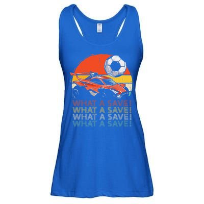 What A Save Retro Rocket Soccer Car Ladies Essential Flowy Tank