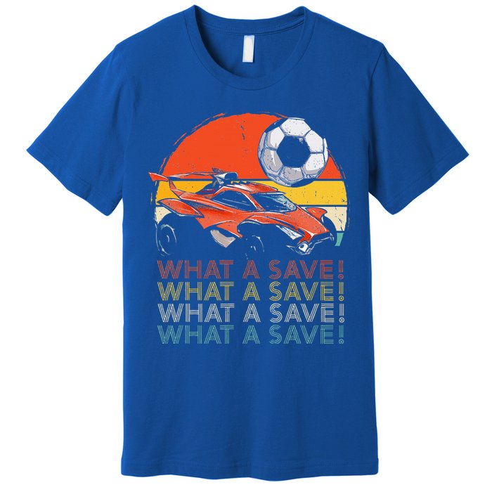 What A Save Retro Rocket Soccer Car Premium T-Shirt