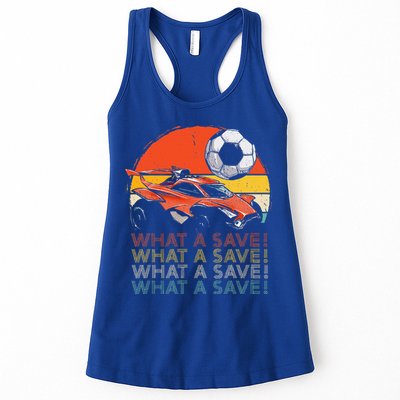 What A Save Retro Rocket Soccer Car Womens Tank Top