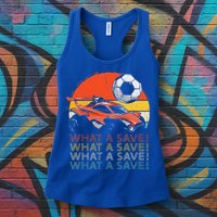 What A Save Retro Rocket Soccer Car Womens Tank Top