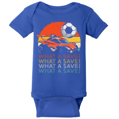 What A Save Retro Rocket Soccer Car Baby Bodysuit