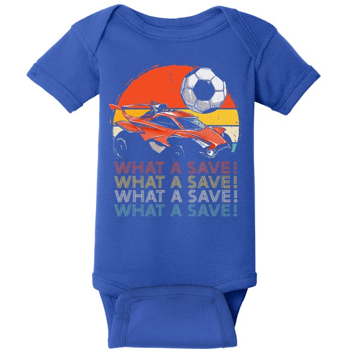 What A Save Retro Rocket Soccer Car Baby Bodysuit