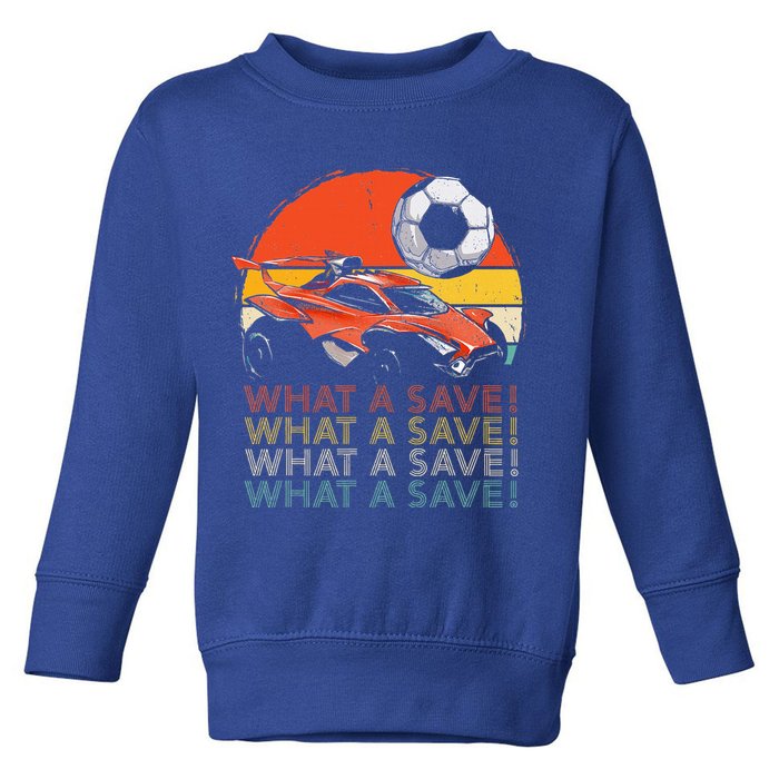 What A Save Retro Rocket Soccer Car Toddler Sweatshirt