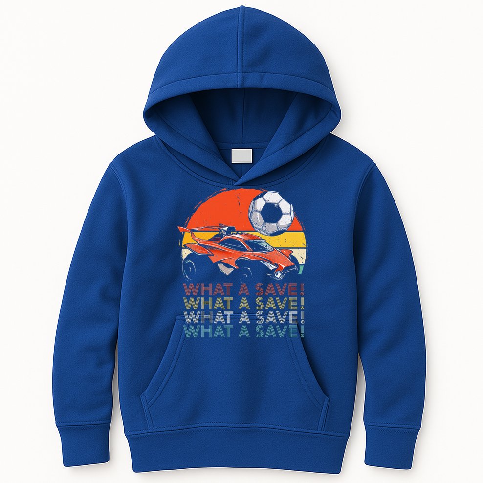 What A Save Retro Rocket Soccer Car Kids Hoodie