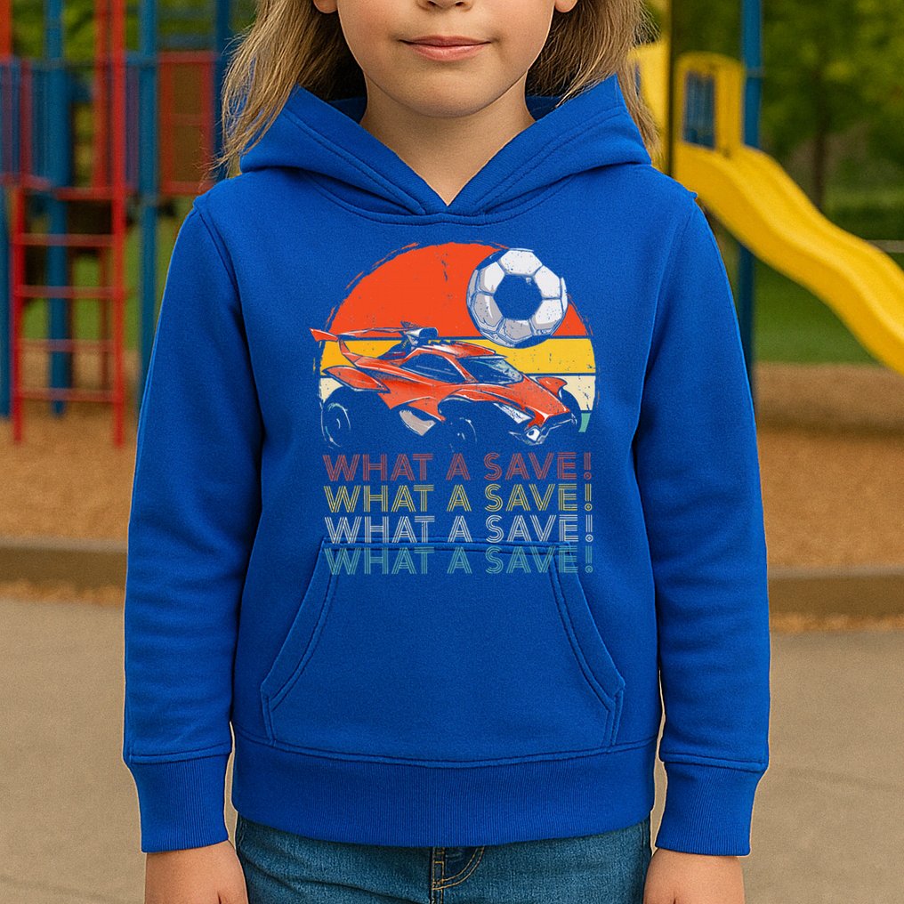 What A Save Retro Rocket Soccer Car Kids Hoodie