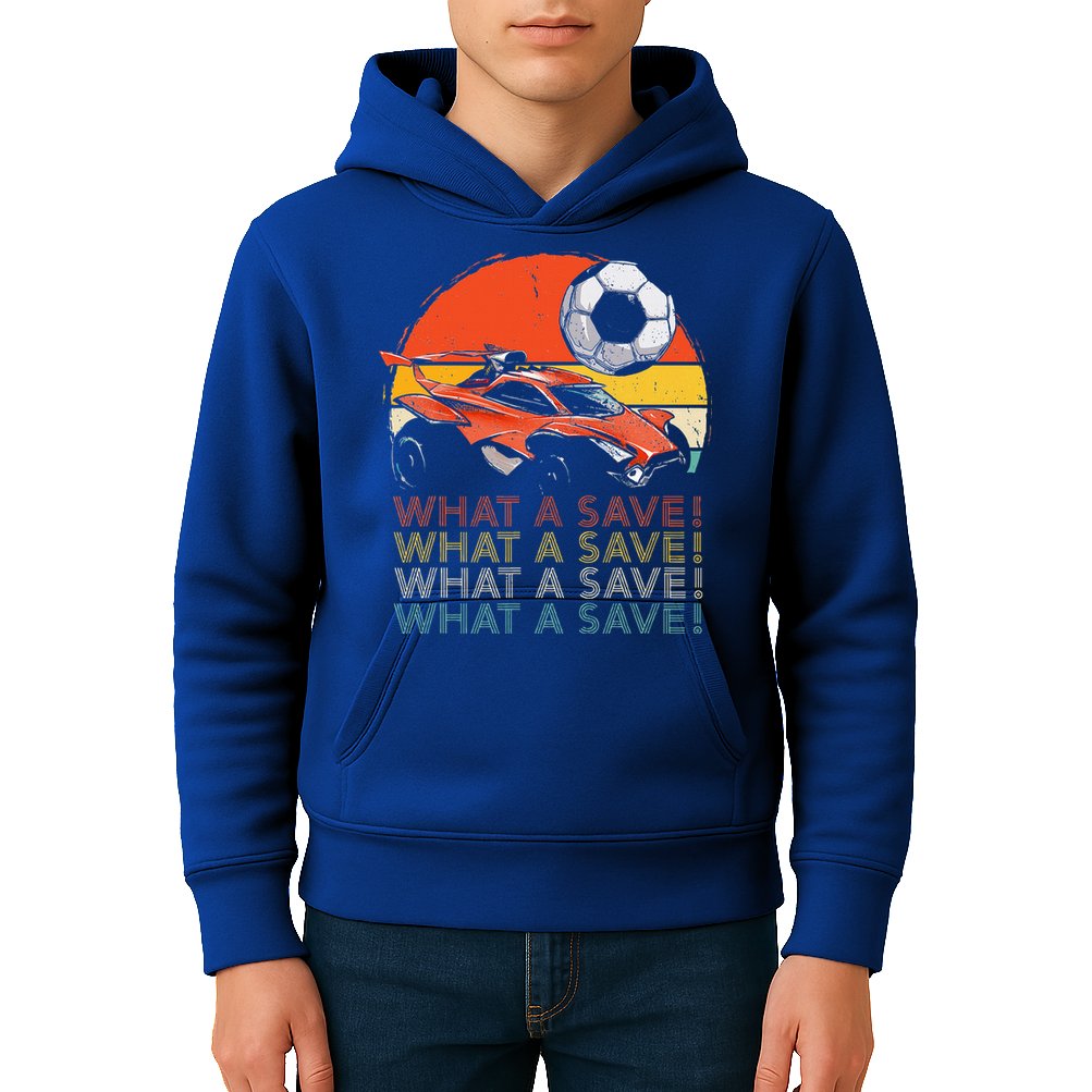 What A Save Retro Rocket Soccer Car Kids Hoodie