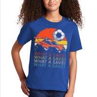 What A Save Retro Rocket Soccer Car Kids T-Shirt