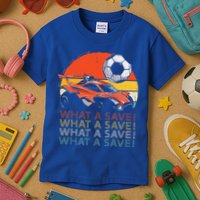 What A Save Retro Rocket Soccer Car Kids T-Shirt