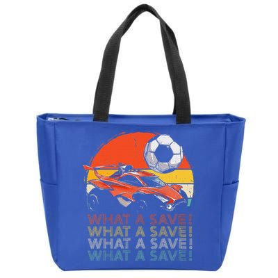 What A Save Retro Rocket Soccer Car Zip Tote Bag