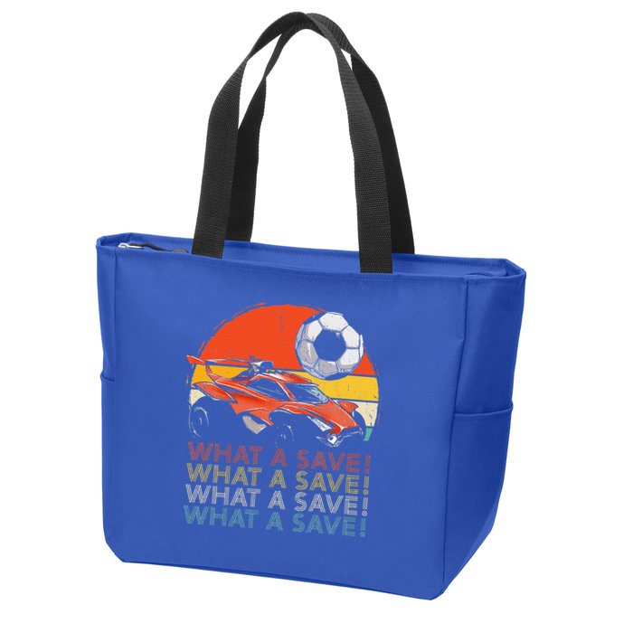 What A Save Retro Rocket Soccer Car Zip Tote Bag