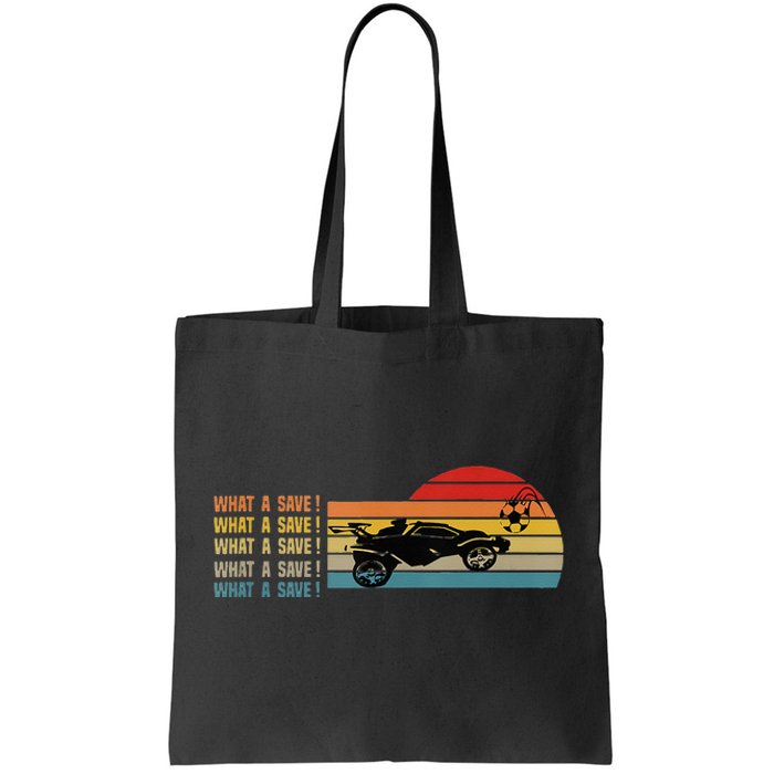 What A Save Vintage Retro Rocket Soccer Car League Tote Bag