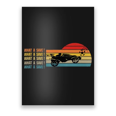 What A Save Vintage Retro Rocket Soccer Car League Poster