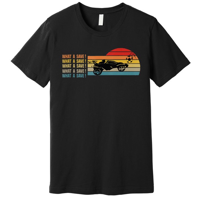 What A Save Vintage Retro Rocket Soccer Car League Premium T-Shirt