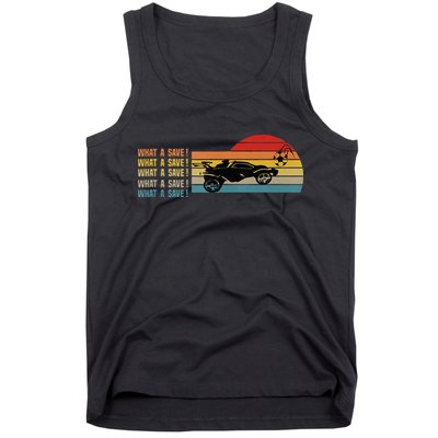 What A Save Vintage Retro Rocket Soccer Car League Tank Top