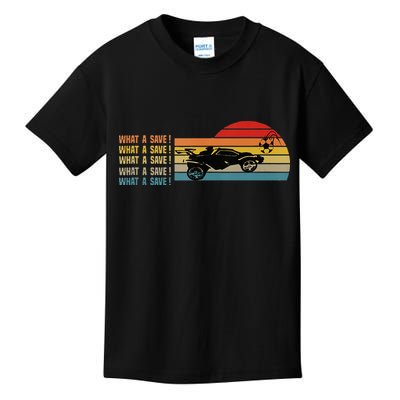 What A Save Vintage Retro Rocket Soccer Car League Kids T-Shirt