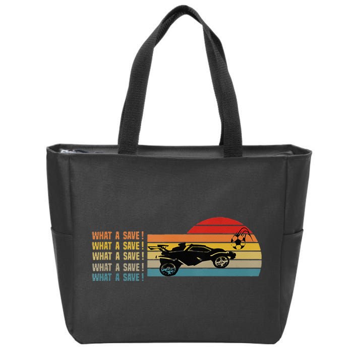 What A Save Vintage Retro Rocket Soccer Car League Zip Tote Bag