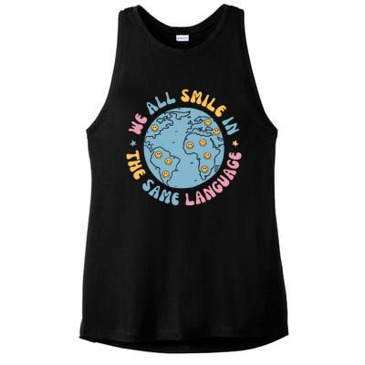 We All Smile In The Same Language Funny Esl Teacher Ladies PosiCharge Tri-Blend Wicking Tank