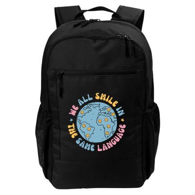 We All Smile In The Same Language Funny Esl Teacher Daily Commute Backpack