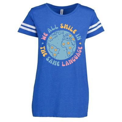 We All Smile In The Same Language Funny Esl Teacher Enza Ladies Jersey Football T-Shirt