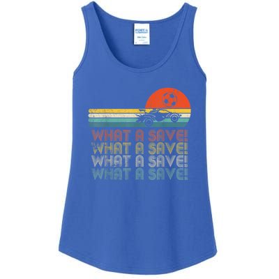 What A Save Vintage Retro Rocket Soccer Car League Ladies Essential Tank