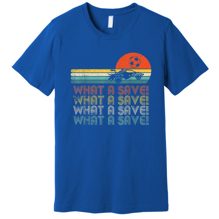 What A Save Vintage Retro Rocket Soccer Car League Premium T-Shirt