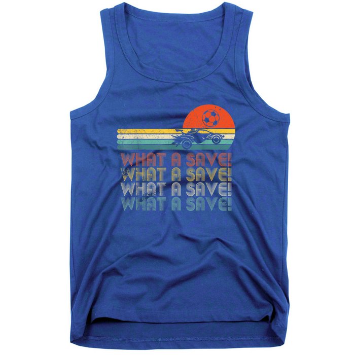 What A Save Vintage Retro Rocket Soccer Car League Tank Top