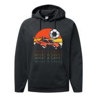 What A Save Vintage Retro Rocket Soccer Car Performance Fleece Hoodie